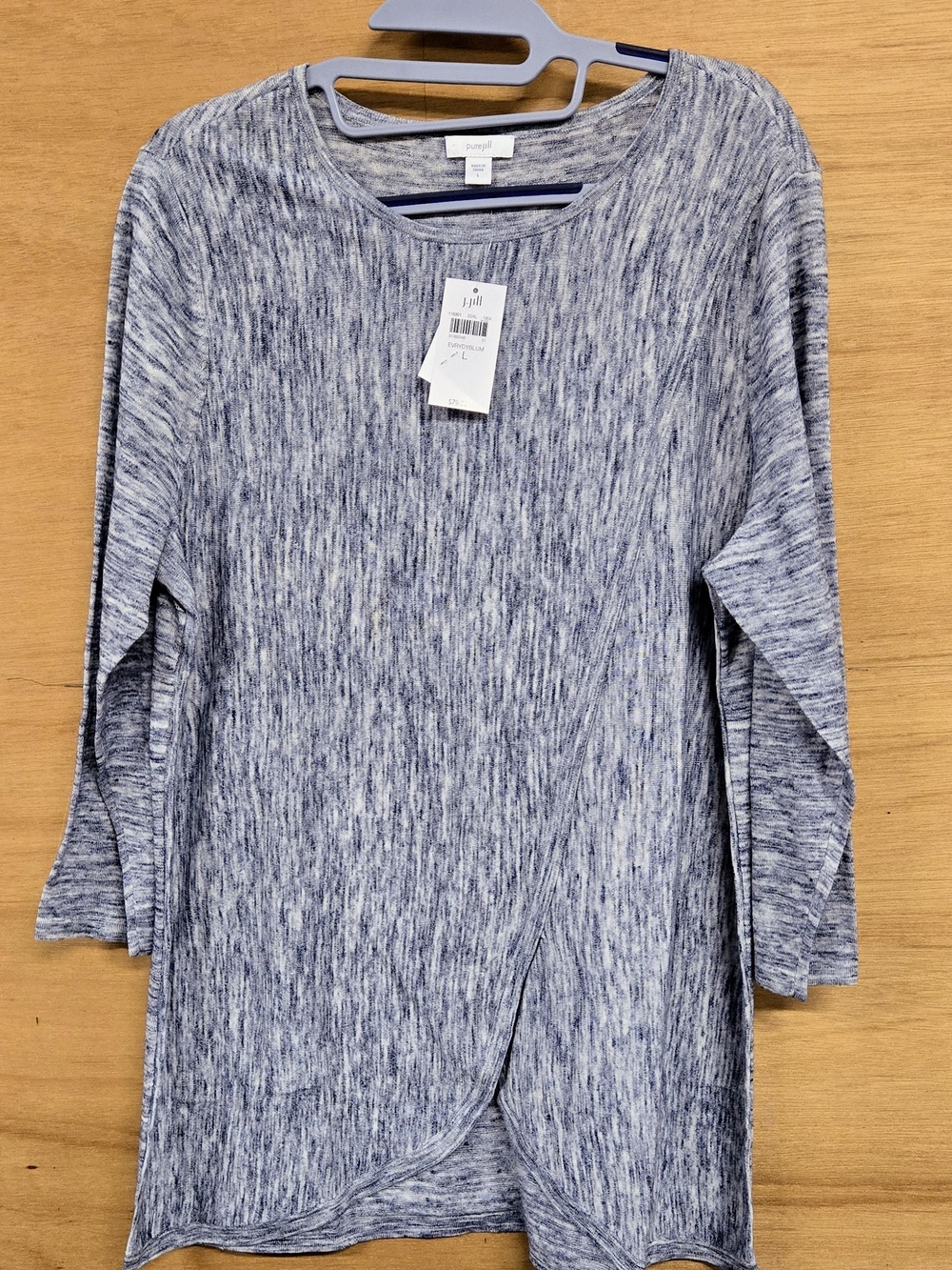 J. Jill Cozy Blue Heathered Tunic Top Tulip Front Hem